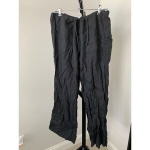 LONDON JEAN chinos Size XL Black 100% Linen Relaxed, Drawstring waist (F4)